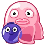 🤗 süß, rosa, figur, blaubeere, cartoon, blob telegram sticker