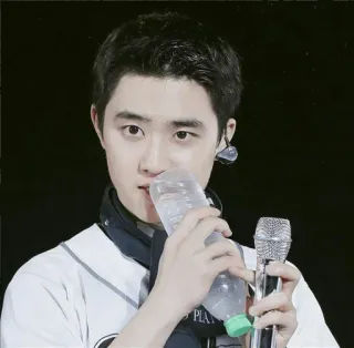 🙁 man, singer, water, bottle, microphone, performance telegram sticker
