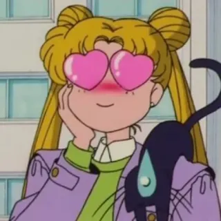 🌙 Sailor Moon Anime, Liefde, Hartjesogen, Cartoon, Sailor Moon telegram sticker