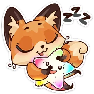 😴 fox, sleeping, star, cute, cartoon, animal, sleep telegram sticker