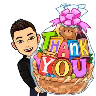 🙏 THANK YOU danke, geschenkkorb, bitmoji, dankbarkeit, geschenk, teddybär, feier whatsapp sticker