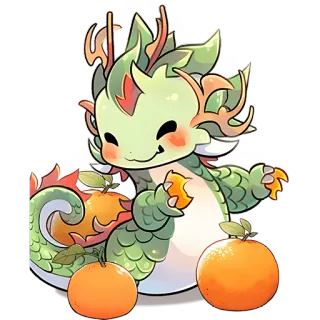 🍊 Drache, niedlich, orange, Tier, kawaii, Aufkleber, Cartoon telegram sticker