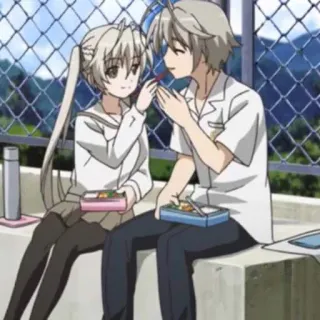 🍰 anime, couple, lunch, school uniform, affection, friendship, japanese culture telegram sticker
