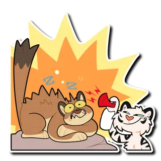 🔊 ZZZ kot, sen, megafon, kreskówka, zwierzę, naklejka telegram sticker