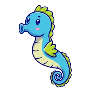 😳 konik morski, stworzenie morskie, ocean, zwierzę, kreskówka telegram sticker