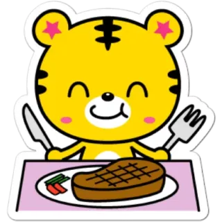 🍽 tigre, bistecca, cibo, cartone animato, animale telegram sticker