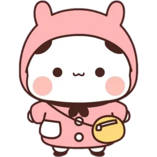 👝 คาวาอิ, น่ารัก, สัตว์, หมี, สีชมพู, การ์ตูน telegram sticker
