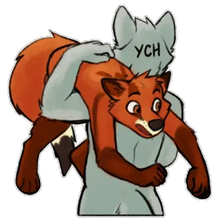😳 YCH raposa, furry, desenho animado, animal, arte digital, comissão whatsapp sticker