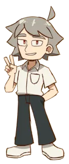✌️ anime, personaje, signo de la paz, pelo gris, dibujos animados, kawaii telegram sticker