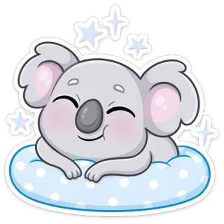 ☺️ коала, сонный, милый, звезды, облако, животное, мультфильм telegram sticker