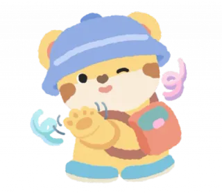 🐯 かわいい, ハムスター, 漫画, 動物, カワイイ, 学校, リュック whatsapp sticker