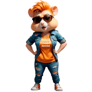 ⭐️ Hamster Kombat Hamster Kombat Mom 仓鼠, 妈妈, 太阳镜, 动物, 卡通, 游戏, 手机游戏 whatsapp sticker
