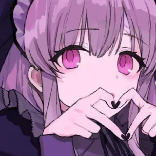 ❤️ anime girl, cute, heart hands, purple hair, maid, anime telegram sticker