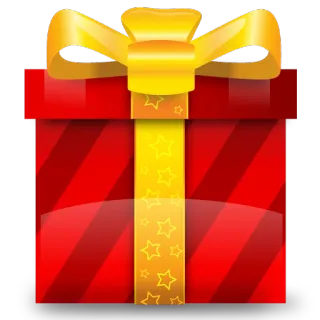 🎅 ギフト, プレゼント, 誕生日, お祝い, 箱, リボン, 星, 赤, お祝い telegram sticker