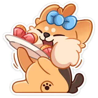 🍫 anjing, anak anjing, imut, cupcake, makanan penutup, hewan, stiker whatsapp sticker