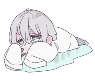 🍙 weinend, Anime, traurig, verweint, Charakter, emotional telegram sticker