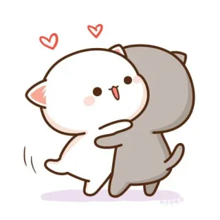 🐱 chats, câlin, amour, amitié, dessin animé, mignon, animaux telegram sticker