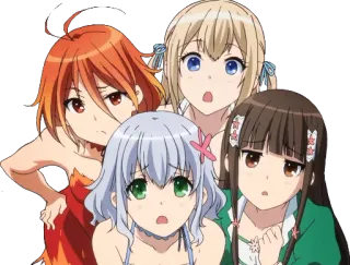 😮 anime, girls, cute, group, characters telegram sticker