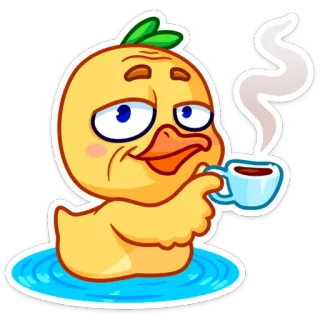 ☕️ duck, animal, bird, coffee, cartoon, cute whatsapp sticker