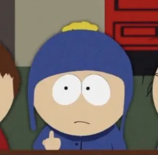 🖕 Craig Tucker South Park cartoon, middle finger, offensive, tv show, animated telegram sticker