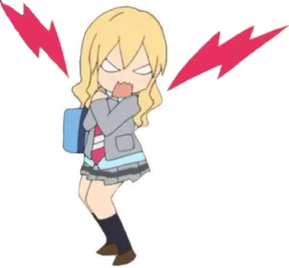 🙂 Anime, Arrabbiato/a, Cartoni animati, Ragazza, Studentessa telegram sticker