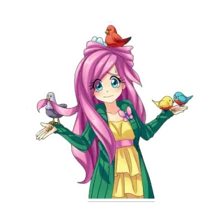 😌 Fluttershy My Little Pony anime, cartoon, cute, birds, fluttershy, friendship, pony telegram sticker