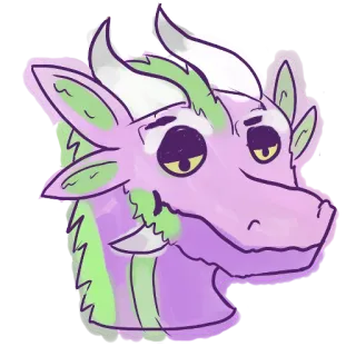 😒 龙, 卡通, 插画, 紫色, 绿色, 幻想 whatsapp sticker