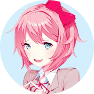 🧡 Sayori Doki Doki Literature Club! Anime, Bonito, Menina, Personagem, Cabelo Rosa, Laço telegram sticker