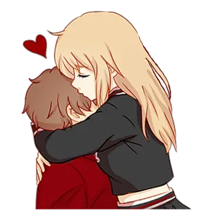 ❤️ Anime, Coppia, Amore, Abbraccio, Cartone animato telegram sticker
