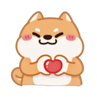 💗 狗, 柴犬, 爱, 心, 可爱, 动物, 卡哇伊, 卡通 telegram sticker