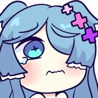 😢 Animé, Dessin animé, Personnage, Fille, Mignon, Triste telegram sticker