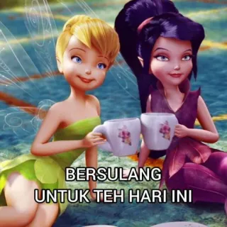 🧘‍♂ Tinkerbell BERSULANG
UNTUK TEH HARI INI Campanilla, té, hada, dibujos animados, amistad telegram sticker