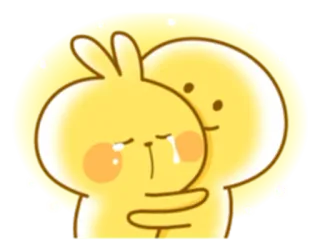 😭 Dessin animé, Mignon, Lapin, Câlin, Pleurs, Triste, Jaune, Sticker telegram sticker
