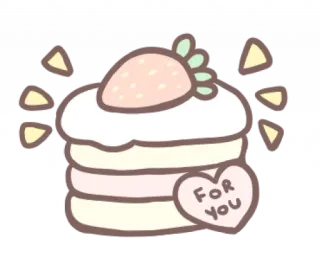🎀 FOR YOU bánh, dâu tây, tráng miệng, ngọt, dễ thương, trái tim, quà tặng telegram sticker