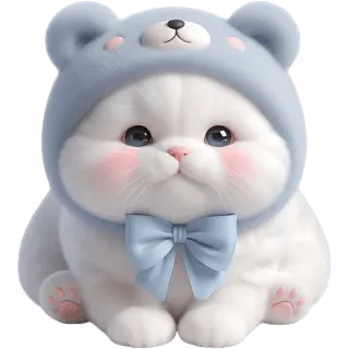 🥹 猫, 小猫, 可爱, 迷人, 宠物, 动物, 熊, 帽子 telegram sticker