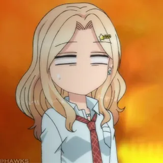 🌡 @HAWKS 动漫, 女孩, 金发, 领带, 可爱, 卡通, 贴纸 telegram sticker