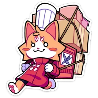 🎒 cat, chef, boxes, cute, cartoon, food, cooking telegram sticker