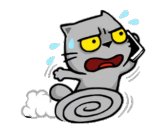 😰 Katze, Handy, Laufen, Cartoon, Dringend telegram sticker