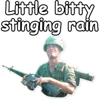 ☔ Little bitty stinging rain war, vietnam war, military, soldier, rain, movie telegram sticker