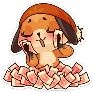 🤑 5000 fox, money, currency, rubles, cartoon, cute, rich, wealthy whatsapp sticker