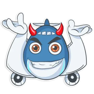 😈 Desenho animado, Diabo, Emoticon, Gesto, Emoji, Personagem telegram sticker
