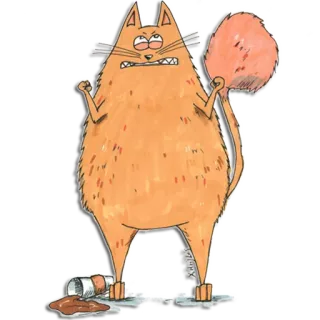 😡 кот, злой, пролитый кофе, мультфильм, смешной, рыжий кот, юмор telegram sticker
