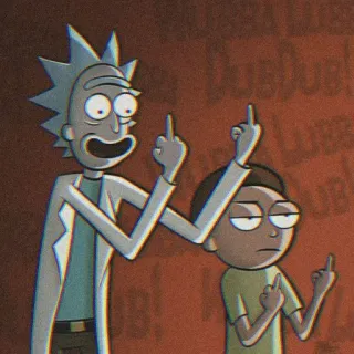 🧃 Rick Sanchez, Morty Smith Rick and Morty Rick and Morty, adult animation, middle finger, offensive, cartoon, tv show, animated series whatsapp sticker