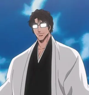 😀 Sosuke Aizen Bleach anime, villain, glasses, manga, character telegram sticker