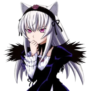🤔 anime, cat ears, gothic, cute, purple eyes, white hair telegram sticker