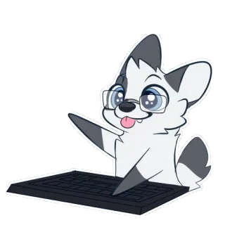 📊 犬, キーボード, メガネ, 動物, 漫画, ステッカー telegram sticker