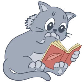 😧 Katze, Lesen, Buch, Tier, Cartoon, Aufkleber whatsapp sticker