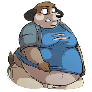 😨 dog, anthropomorphic, cartoon, overweight, funny, cute, animal whatsapp sticker