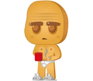 ☕ cartone animato, uomo, fumare, caffè, biancheria intima telegram sticker