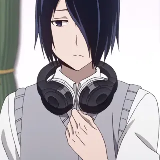 💙 Ishigami Yu Kaguya-sama: Love Is War Аниме, Ишигами, Наушники, Персонаж, Мужской telegram sticker